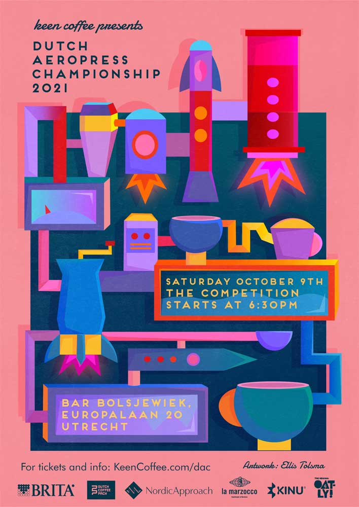 Aeropress machine geillustreerde poster