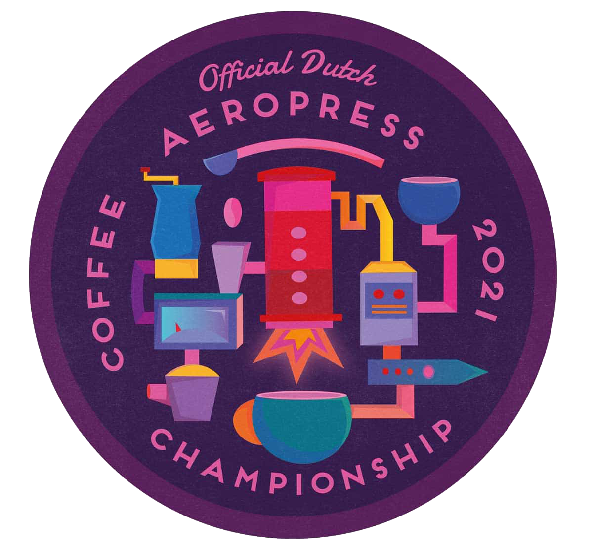 Aeropress Sticker machine illustratie door Illustrator en motion designer Ellis Tolsma 