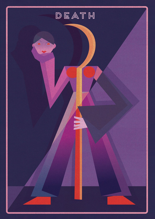 Abstract illustration of a tarot card depicting the 