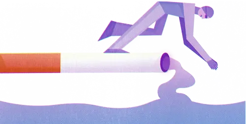 Illustration for an article about being addicted to smoking and being blinded by the habit