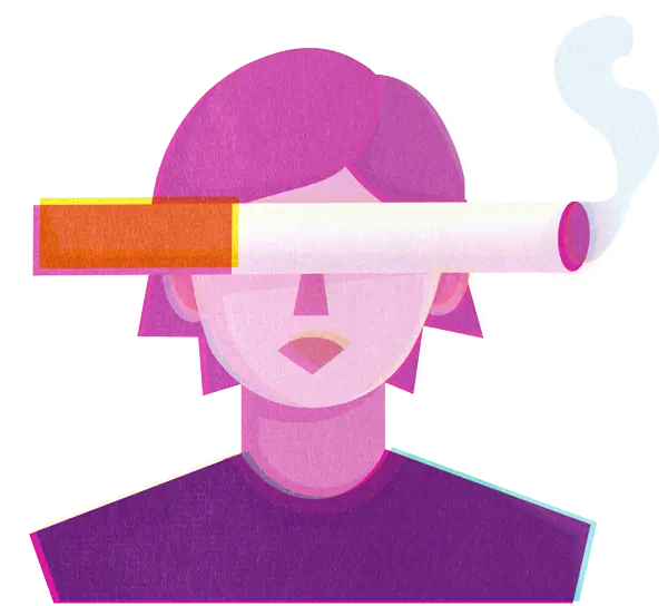 Illustration for an article about being addicted to smoking and being blinded by the habit