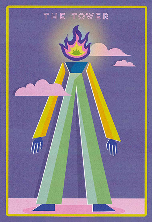 A vibrant tarot card illustration of 