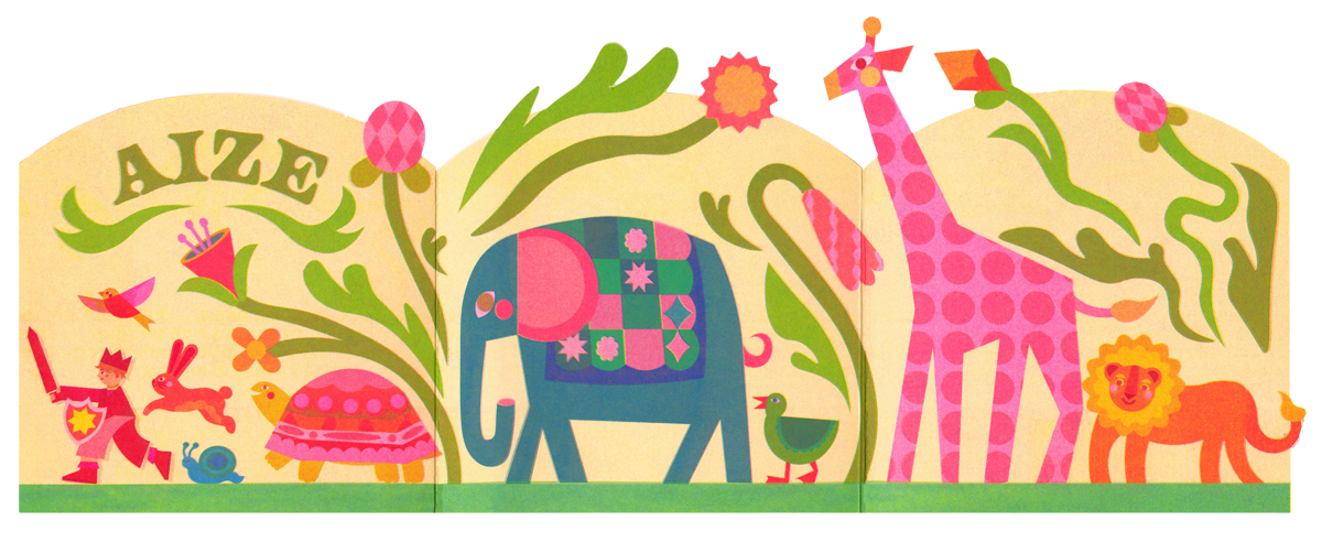 Birth announcement card animal parade